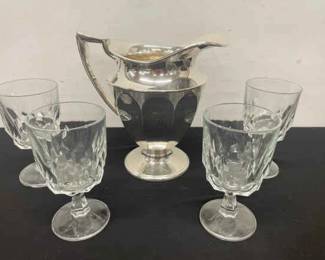 Royal Rochester Sheffield Water Pitcher Water Goblets
