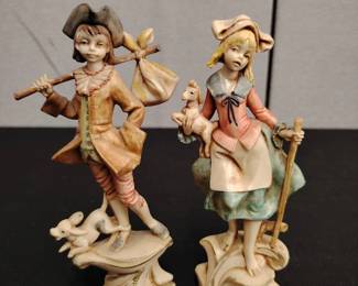 Vintage Boy Girl Figurines  Rustic Victorian Style  Matching Pair