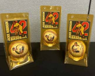 3 Jackie Robinson Facsimile Baseballs
