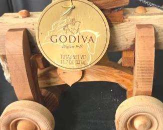 Handmade Godiva Chocolates Wooden Horse And Rider Figurine
