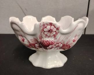  002 Antique 19th Century Italian Majolica Pedestal Fruit Bowl