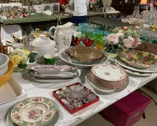 Multiple sets of additional plates and serving pieces