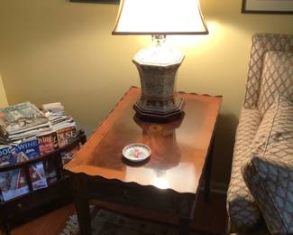 Pie crust table (scalloped edge) measures 18” w x 28” d x 25” h