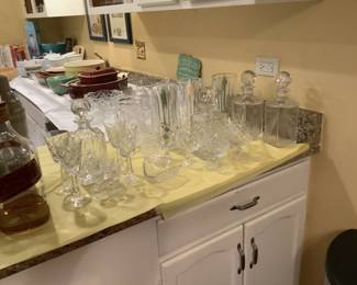 High end bar decanters and glasses,   Several styles.