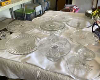 Multiple cut glass cake stands