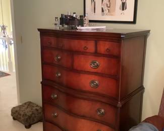 Wonderful Drexel chest of drawers…measures 36 w x 21 d x 54 h.  Has matching double dresser.  Presale $175