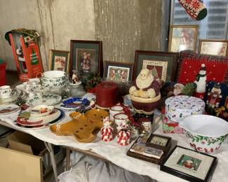 Christmas….vintage Santa pictures,Santa cookie jar, bowls, decorative serving items