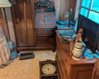 Antiques clocks and collectibles