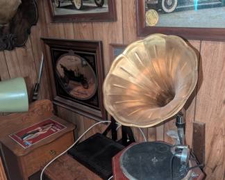 Couple of record players and some records. Not a ton