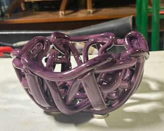 Purple ceramic bread bowl