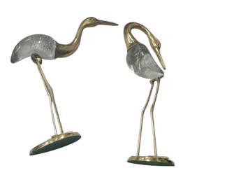 Mid-Century Glass-Brass swans