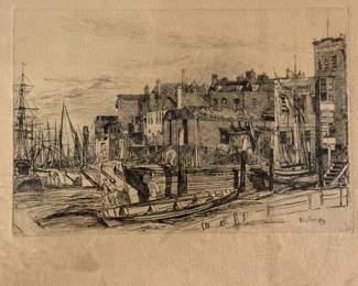 Framed James Abbot McNeill Whistler, Thames Police Etching, 1859