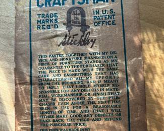 Benisch Stickley Desk Label