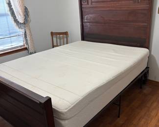 Full size Victorian headboard footboard and side rails with Queen size mattress & boxspring.   $