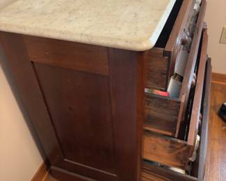 Antique Dresser with Marble Top 41.5"w 19"d 34.5"t           $ 250.00