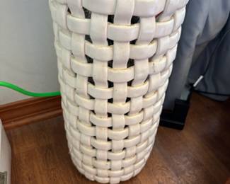 Ceramic Basket weave umbrella stand
8.5” diameter 19”t.  $ 90.00