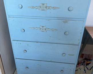 Lt Blue Chest of Drawers 33"w 21"d 46.5"t  $ 75.00