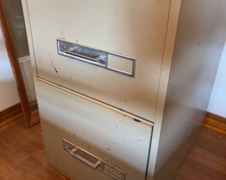 Metal File Cabinet w Key 18.25" w 25.25"d 29"t                                    $ 45.00