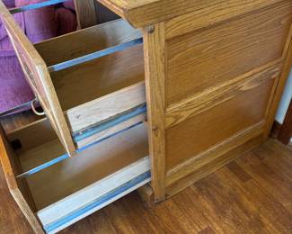 Wooden 2 drawer file cabinet 
18.5”w 25”d 29.5” t.  $ 60.00