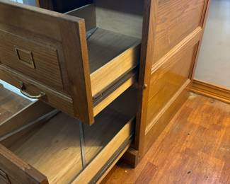 Wood file cabinet 18.5”w 25.25”d 29.5”t
$