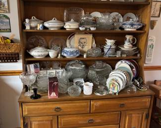 2 piece Oak 3 shelf Hutch 55”w 20”d 31”t-71”t.                       $ 350.00
