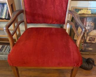Red velvet arm chair. 24”w 21”d 32”t
$ 125.00