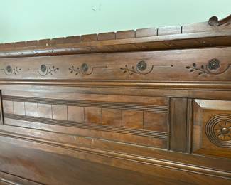 Full size Victorian headboard footboard and side rails with Queen size mattress & boxspring.   $