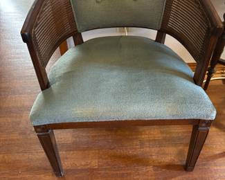 Turquoise blue caned chair
25”w 21”d 28”t. $ 125.00