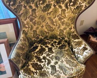 Green velveteen Wingback Chair
31.5”w 23”d 42”t.  $ 175.00