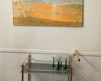 brass and glass tea cart/bar cart