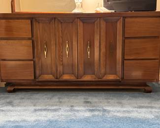 Possibly a Lenoir bedroom dresser, mirror totally Mid Century modern design in walnut