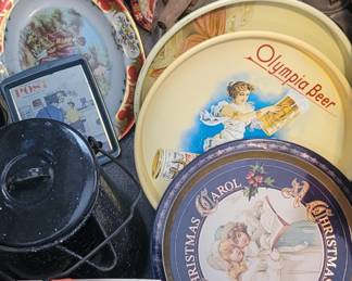 Lots of tins, trays and cardboard advertising.