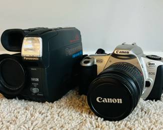 Canon rebel 2000 EOS camera, Panasonic video camera