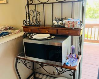 Bakers rack and LG NeoChef microwave