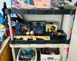 Vintage Disney Snow White and the Seven Dwarfs doll play and carry case, Mattel Barbie Magi-Key House from 2000, vintage G.I. Joe action figure, Palisades Muppets Electric Mayhem Stage Playset, Chia pet and much more