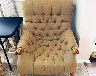 Golden rod and brown Tufted chair by Lexington home brands