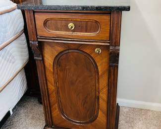 Set of two Antique Eastlake nightstands with marble tops