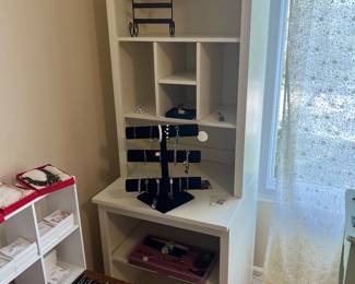 Shelves for sewing table