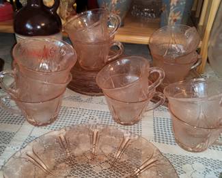 Pink depression , cherry blossom  plate