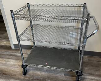 Metal cart on wheels