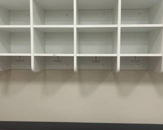Prekindergarten Room - Wall Cubby unit - 7 columns (2 cubbies and coat hook per column)