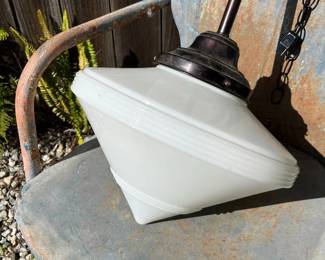 MILK GLASS ARROWHEAED SCHOOL HOUSE LAMP
