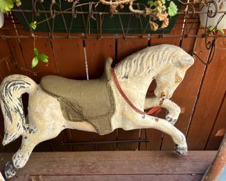 MERRYGO ROUND HORSE, MISSING ONE LEG