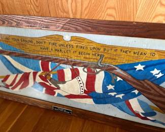VINTAGE HANDPAINTED GLASS AND SILK PATRIOTIC ARTWORK