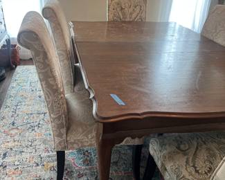 dining table with 6 upholstered chairs