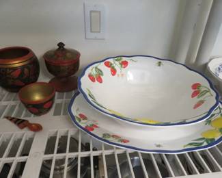 Primrose Vintage Floral Melamine Serving Bowl & Platter