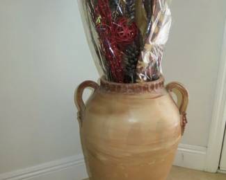 Artist Signed, M Boyle 90 Anndros Heavy Double Handle Clay Pottery Floor Vase