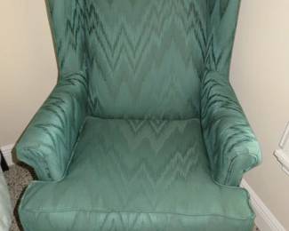 Teal Upholstery Wingback Armchair