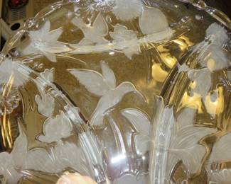 Frosted Floral Hummingbird Platter