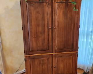 Ethan Allen "hide-a-desk" armoire. 2 pieces, solid cherry wood. VERY HEAVY-BUYER responsible for bringing enough help to move.